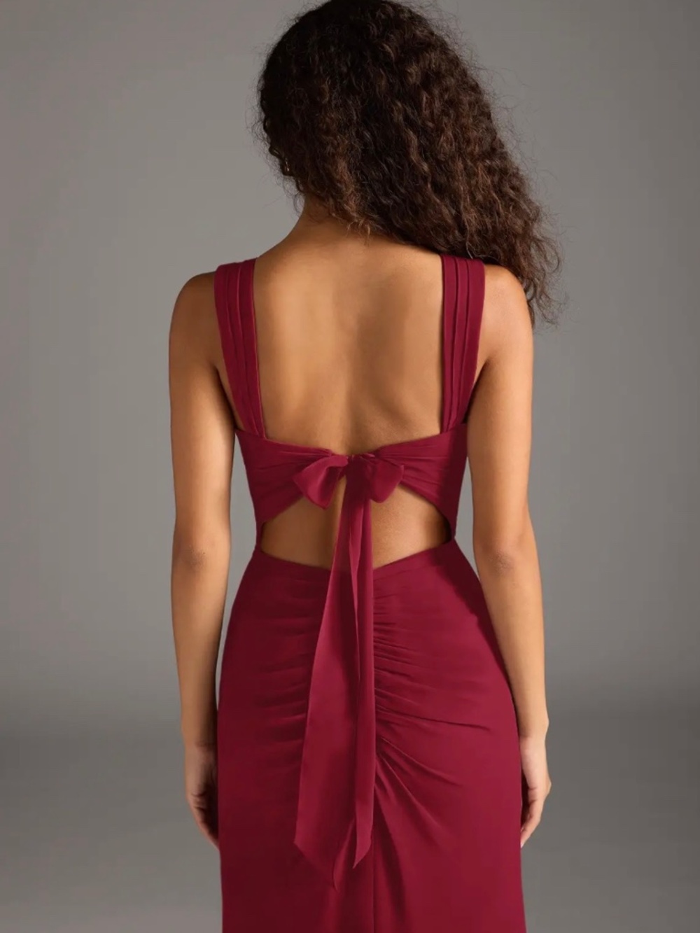 Azazie Wine Ruched Sleeveless Formal Gown - Picture 8 of 8